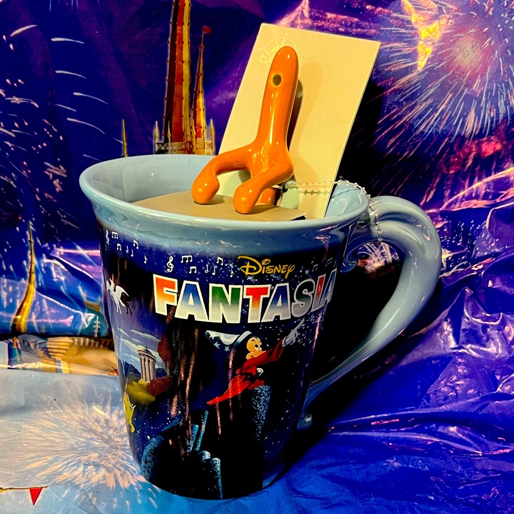 Disney Fantasia Blue Mug with Orange Stirrer